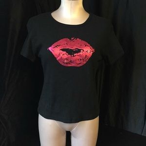 COPY - Black shirt with metallic red lips.